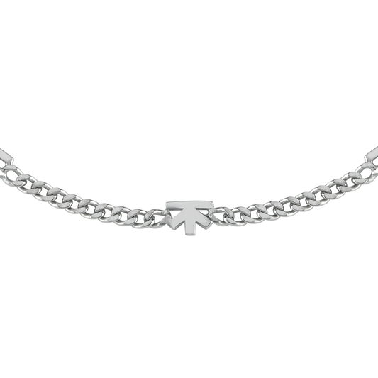 Icon Chain 925 ayar gümüş unisex zincir kolye, Two-Borg ok ikonlu gurmet örgü — Two-Borg