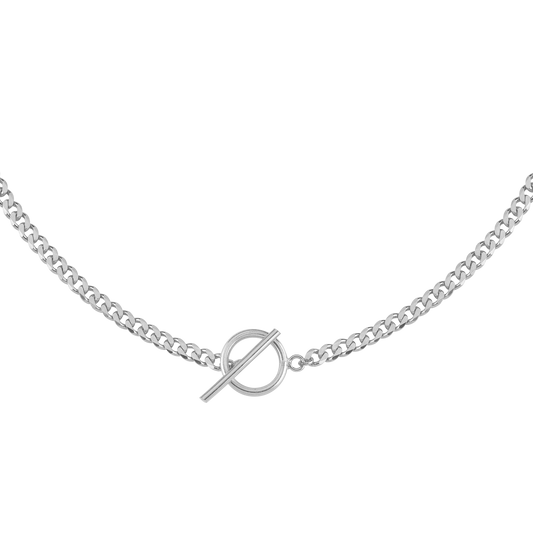 OOO Chain 925 ayar gümüş unisex zincir kolye, Ø formlu T-bar kilitli gurmet örgü — Two-Borg