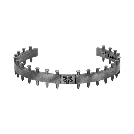 Silver | TOXIC NAILED BRACELET açık uçlu çivili 925 ayar gümüş bileklik önden görünüm