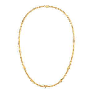 Gold | V CHAIN — beş V sembollü altın kaplama 925 ayar gümüş gurmet zincir, önden ürün görünümü