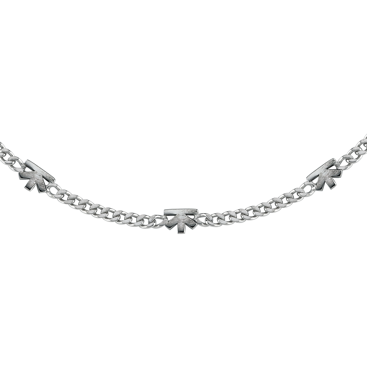 Silver | V CHAIN yakın çekim — V sembollerinin ve gurmet örgünün detayı, 925 ayar gümüş
