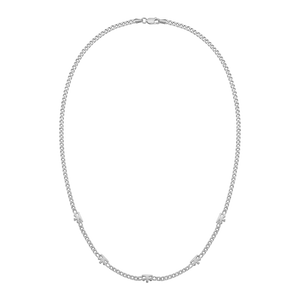 Silver | V CHAIN — beş V sembollü 925 ayar gümüş gurmet zincir kolye, önden ürün görünümü